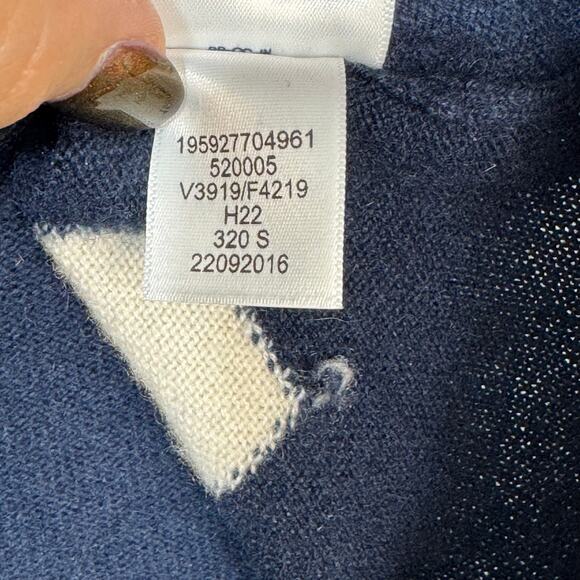 Land's End White Hearts Navy Cashmere Crewneck Super Soft Sweater Size Small 6-8 - Picture 7 of 7